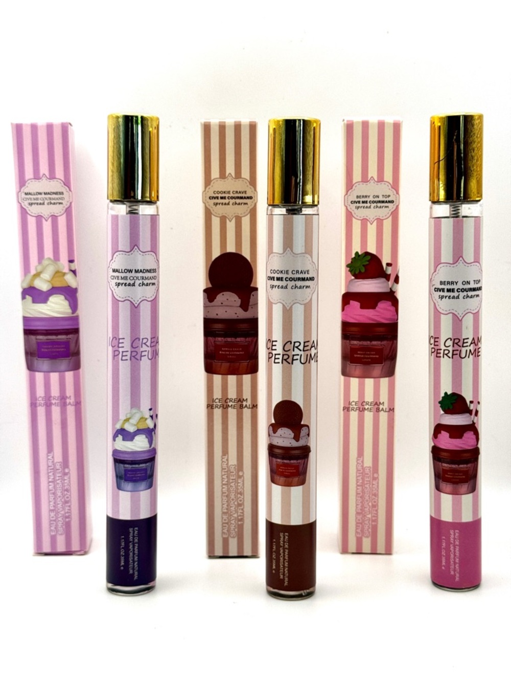 Ice Cream Perfume Balm - Berry On Top Pink, Marshmallow, Cookie Crave